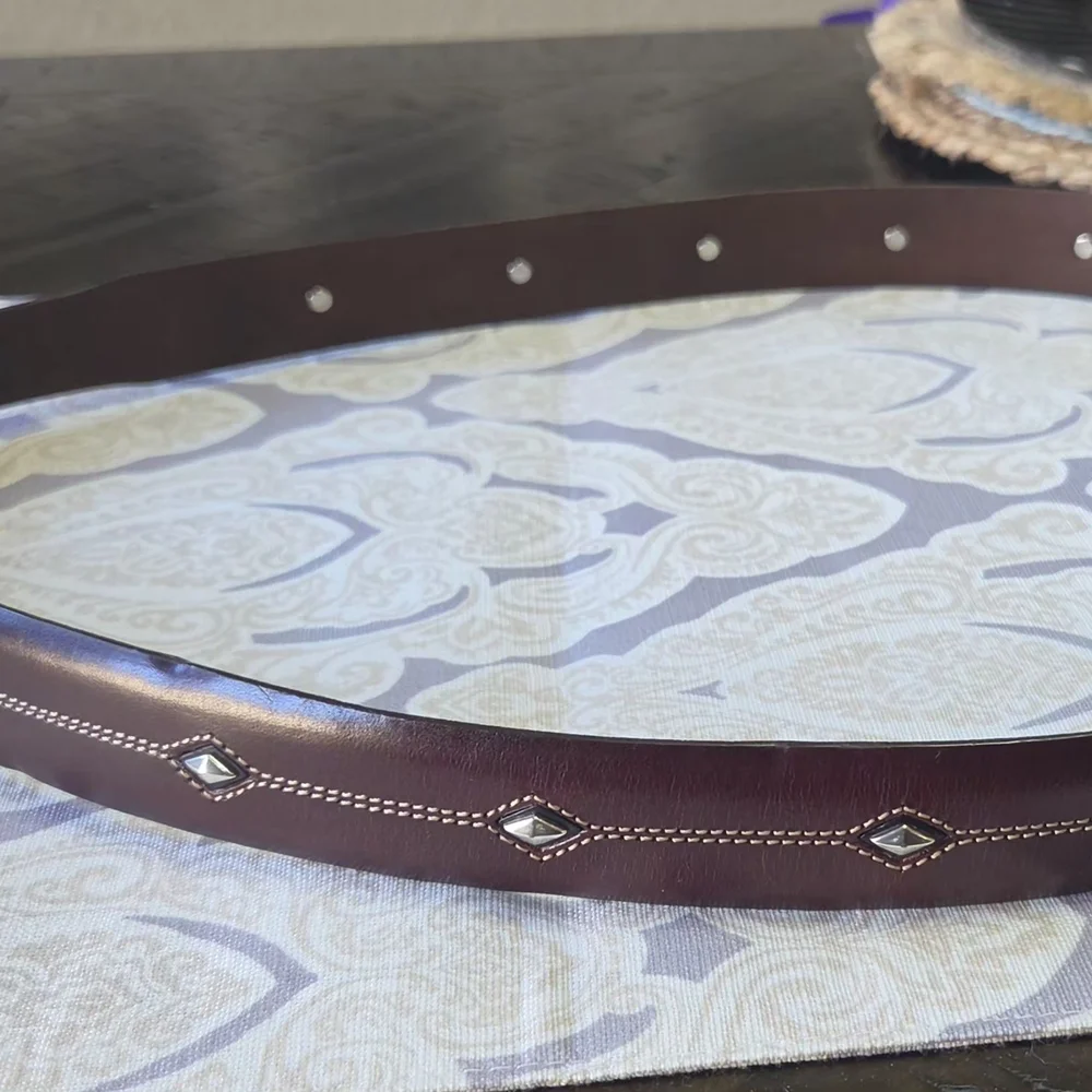 VINTAGE Brighton Dark Brown 100% Leather Rivet Belt Size 42